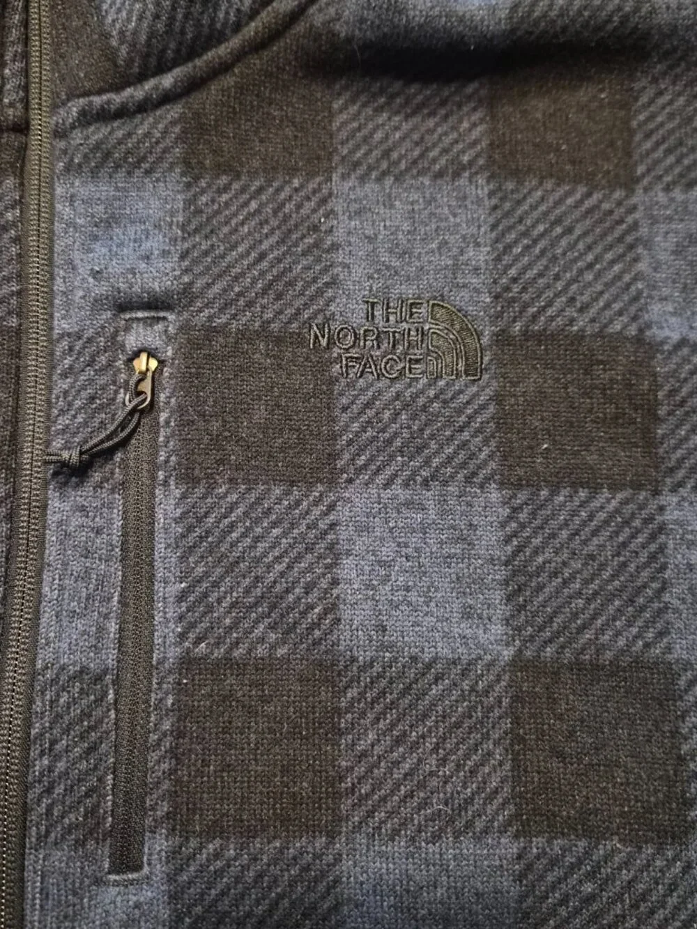The North Face Mens XXL Buffalo Check Plaid Fleece Pullover Blue 1/4 Zip G754